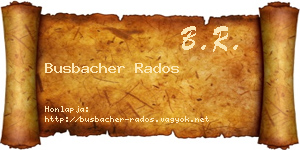 Busbacher Rados névjegykártya